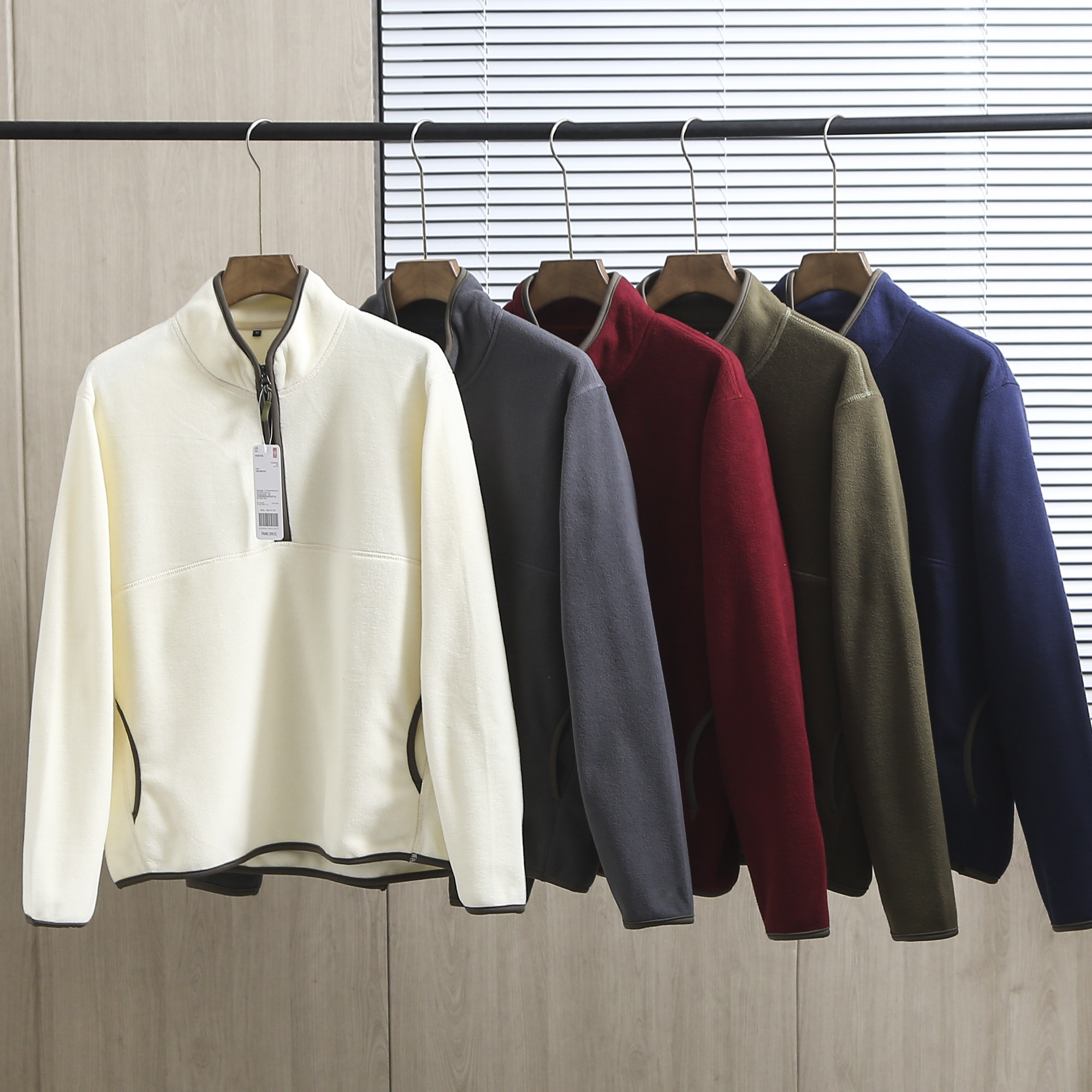 外贸秋冬季半拉链高领休闲厚款保暖抓绒男士卫衣摇粒绒锁温打底衫,男装,卫衣,淘宝优惠券,粉丝福利购,淘宝优惠卷