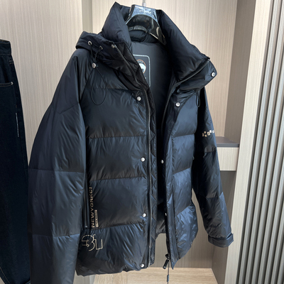 超厚连帽短款鹅绒800蓬羽绒服男