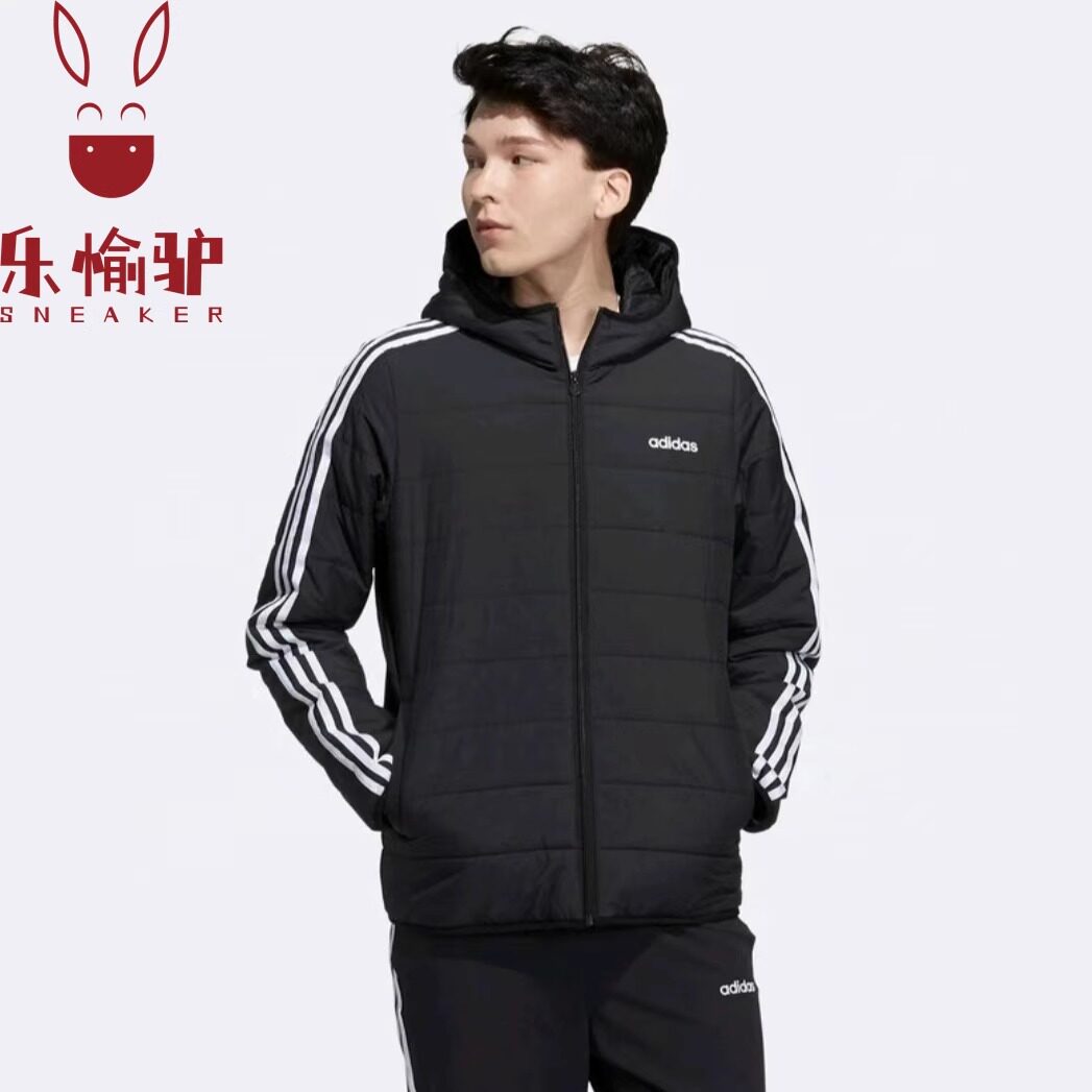 阿迪达斯adidas neo新款休闲男女秋冬季黑运动连帽棉服外套GP4922