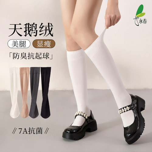 永春小腿袜女春秋180D加厚天鹅绒超柔高弹防勾丝不过膝纯色中筒袜