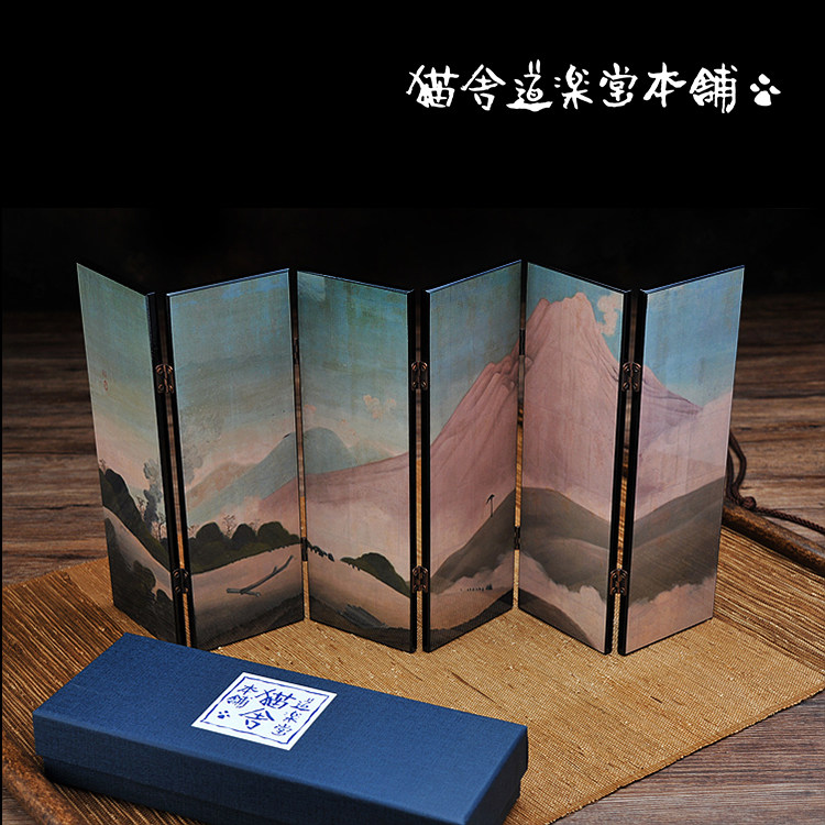 日式小屏风桌面装饰漆器小摆件图片