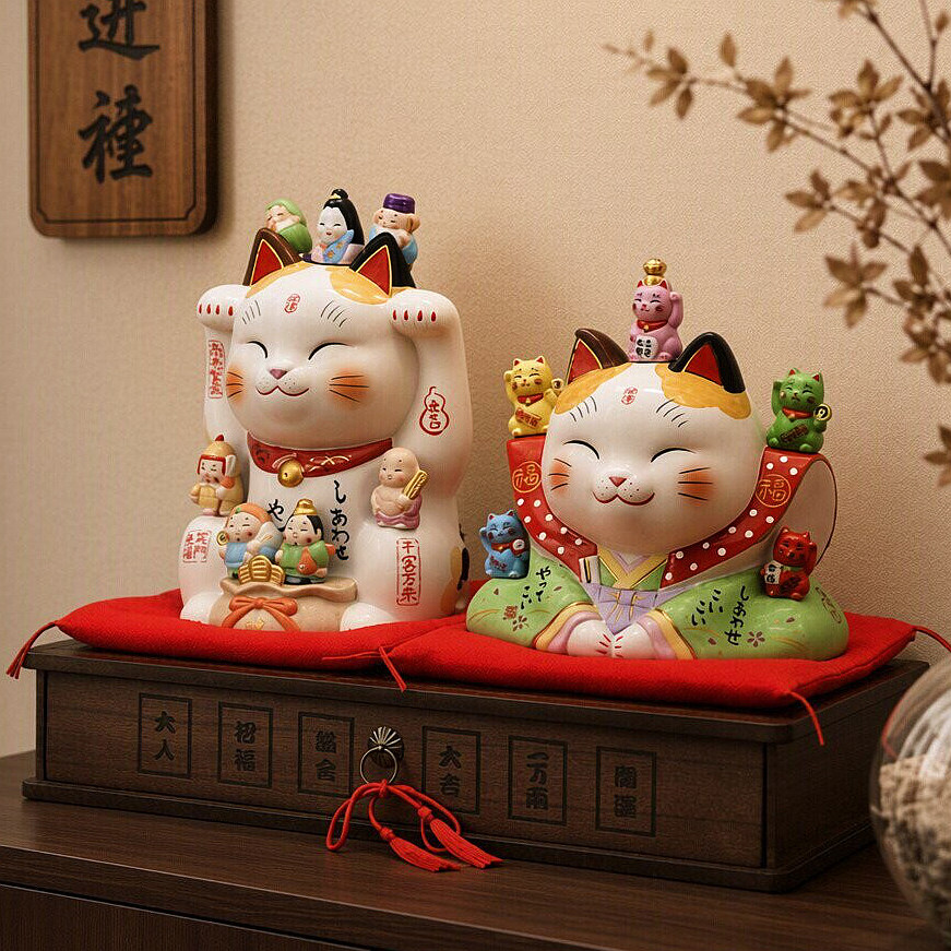 七福神招财猫开业大吉生意兴隆摆件礼物前台店铺客厅2026新款送礼