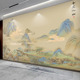 客厅电视背景墙壁纸自粘千里江山图壁画餐厅饭店茶室3d贴画 新中式