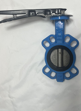 对夹式手动蝶阀D71X不锈钢阀板DN80四氟乙丙手柄式球磨铸铁阀体