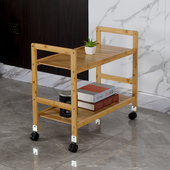 可移动置物架小推车带轮收纳柜全竹架子客厅多层卧室床头储物架木