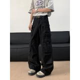 美式复古大口袋牛仔工装裤复古高街直筒阔腿宽松休闲裤子潮P65，男装工装外套，星座410-6（原星座1304-1）