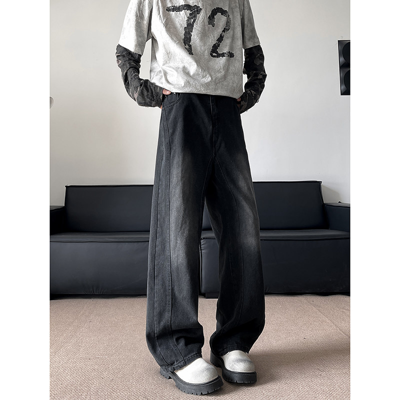 美式水洗做旧微喇牛仔裤男款春季垂感直筒阔腿裤长裤子P46,男装牛仔裤,星座410-6（原星座1304-1）