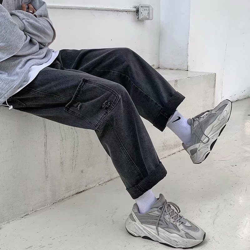 主推春秋季潮流直筒牛仔裤男宽松ins休闲裤子男士男潮牌P35,男装牛仔裤,星座410-6（原星座1304-1）