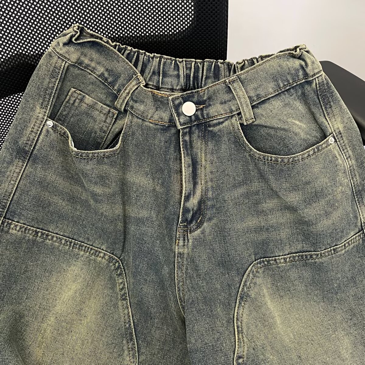 美式水洗做旧牛仔短裤潮牌宽松休闲工装七分裤P43,男装牛仔裤,星座410-6（原星座1304-1）