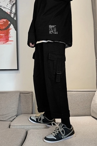 21春装新款牛仔裤 版宽松水洗质感大口袋工装裤P45图片
