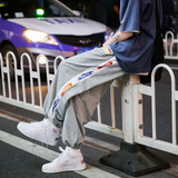 运动裤炸街宽松束脚直筒休闲卫裤ins高街痞帅九分裤子，男装休闲裤，星座410-6（原星座1304-1）