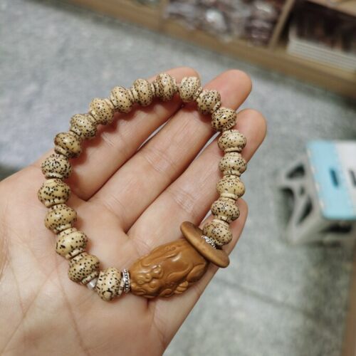 原生态海南星月菩提手串灯笼珠盘玩手链文玩饰品 橄榄核雕刻貔貅