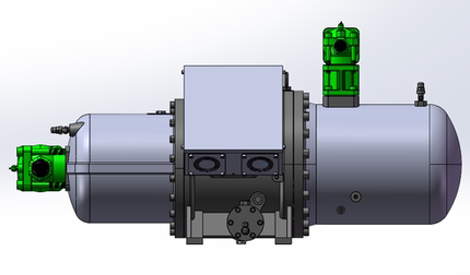 半封闭螺杆压缩机3D建模细节图纸用于制冷空调系统预装配