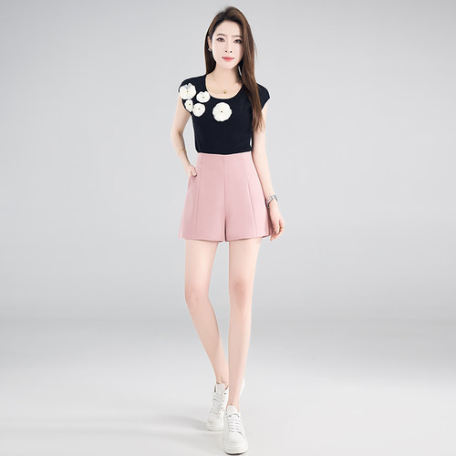 啄木鸟2026新款高腰a字阔腿裤子女士短裤夏季韩版休闲西装裤热裤