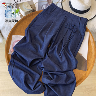 宽松直筒拖地裤 啄木鸟夏季 女高腰显瘦垂感休闲裤 新款 子 棉麻阔腿裤