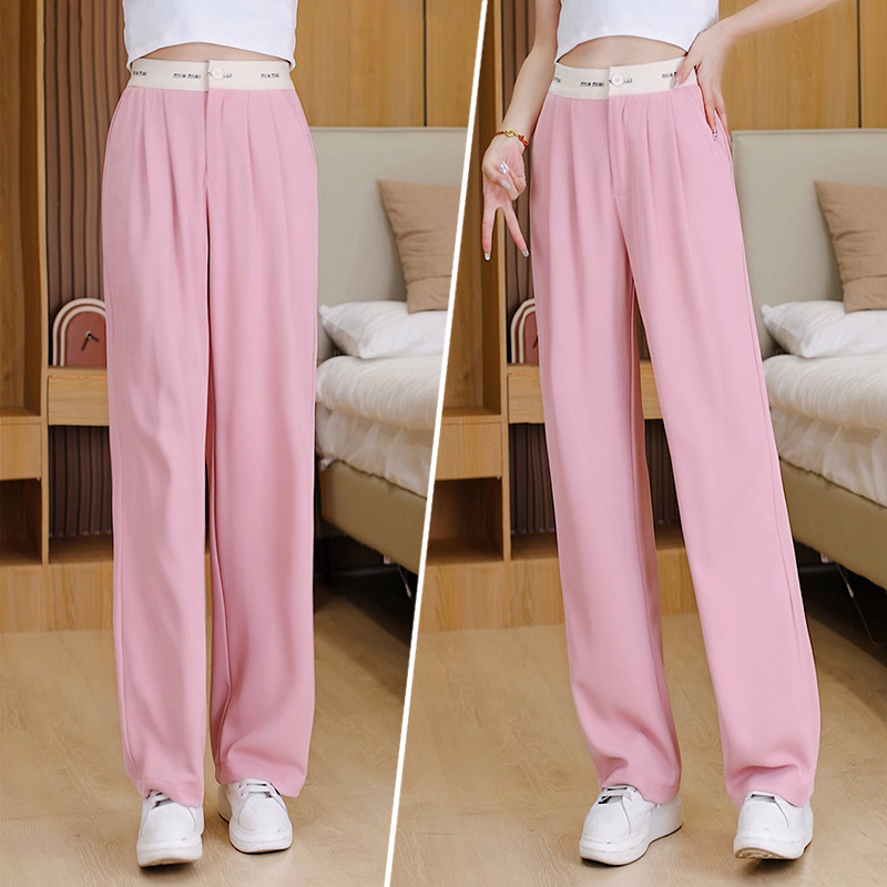 啄木鸟樱花粉冰丝阔腿裤女春夏薄款速干休闲西装裤窄版直筒裤子,女装/女士精品,西装裤/正装裤,淘宝优惠券,粉丝福利购,淘宝优惠卷