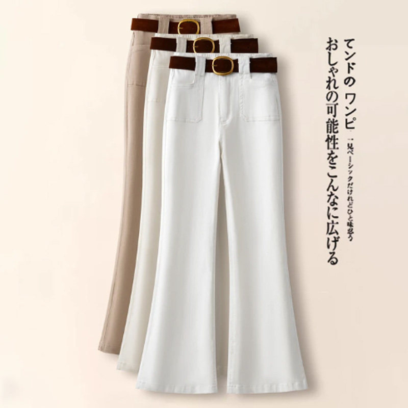 啄木鸟米白色不贴腿微喇牛仔裤女春季新款高腰宽松微喇牛仔裤,女装/女士精品,牛仔裤,淘宝优惠券,粉丝福利购,淘宝优惠卷