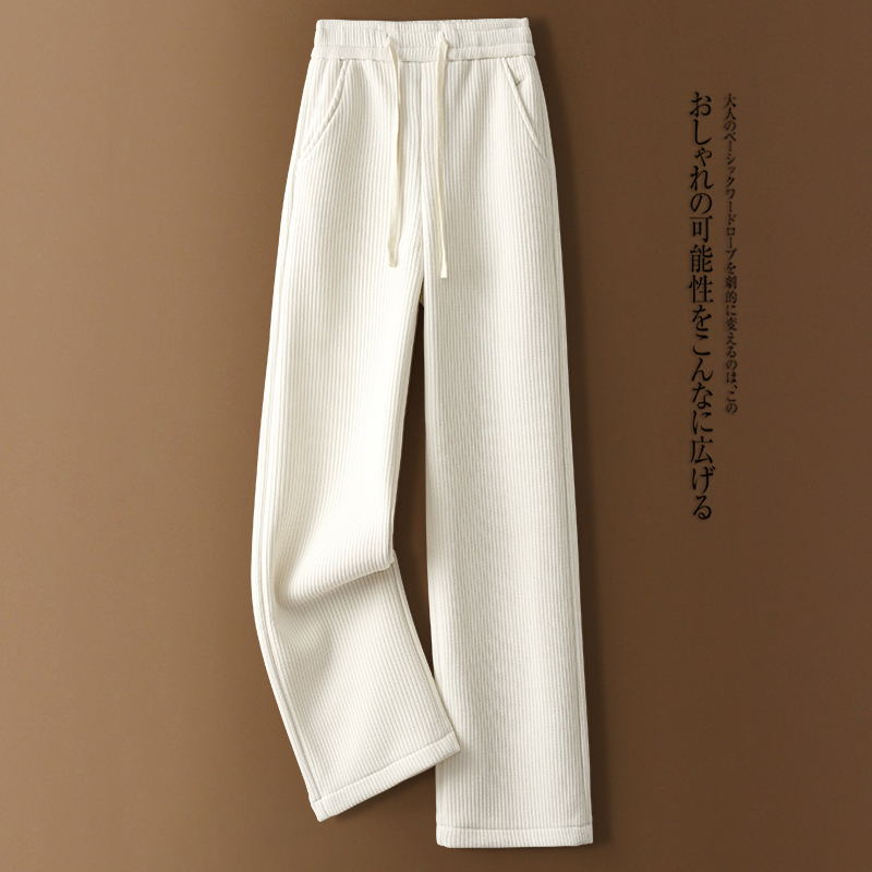 啄木鸟窄版雪尼尔阔腿裤女秋冬小个子裤子梨型身材灯芯绒直筒裤