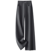 休闲直筒裤 啄木鸟高端灰色西装 宽松显瘦垂感阔腿裤 女春秋新款 子 裤