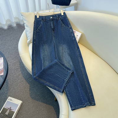 啄木鸟老钱风弯刀牛仔裤女新款秋冬高腰小个子宽松窄版九分阔腿裤