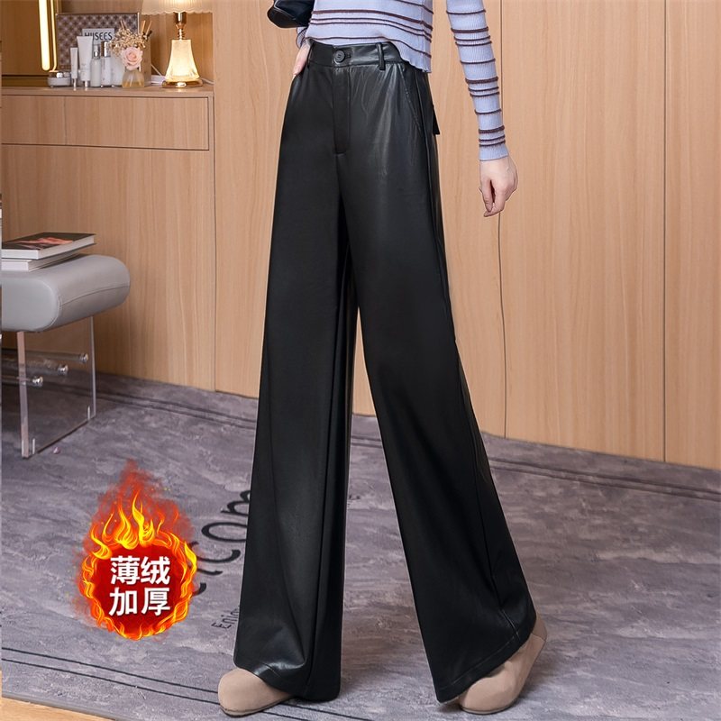 啄木鸟黑色皮裤阔腿裤女秋冬加绒加厚高腰显瘦高级感窄版直筒长裤,女装/女士精品,休闲裤,淘宝优惠券,粉丝福利购,淘宝优惠卷