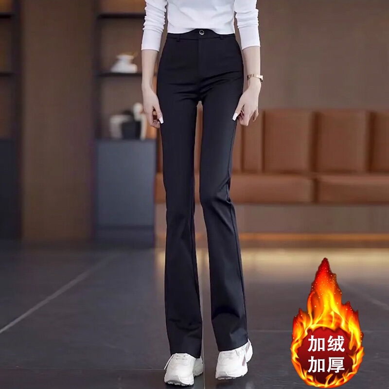 啄木鸟喇叭裤子2025新款今年流行爆款高腰女裤秋冬加绒加厚微喇裤