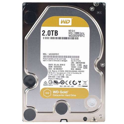 行盘 西数金盘 2TB 7200转SATA 3.5英寸企业级 WD2005FBYZ