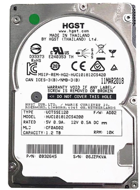 全新日立 1.8T 10K SAS 2.5英寸服务器硬盘HUC101818CS4200 3年保
