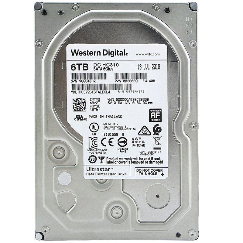 WD/西部数据 企业级硬盘 6TB 3.5英寸 SATA HUS726T6TALE6L4 行盘