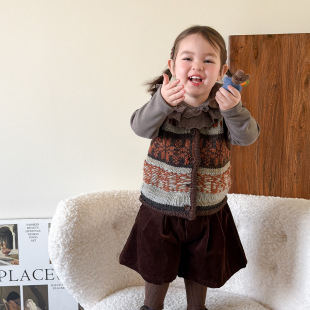 蔗梨童装女童套装春装新款洋气儿童衣服婴儿女宝宝马甲打底衫