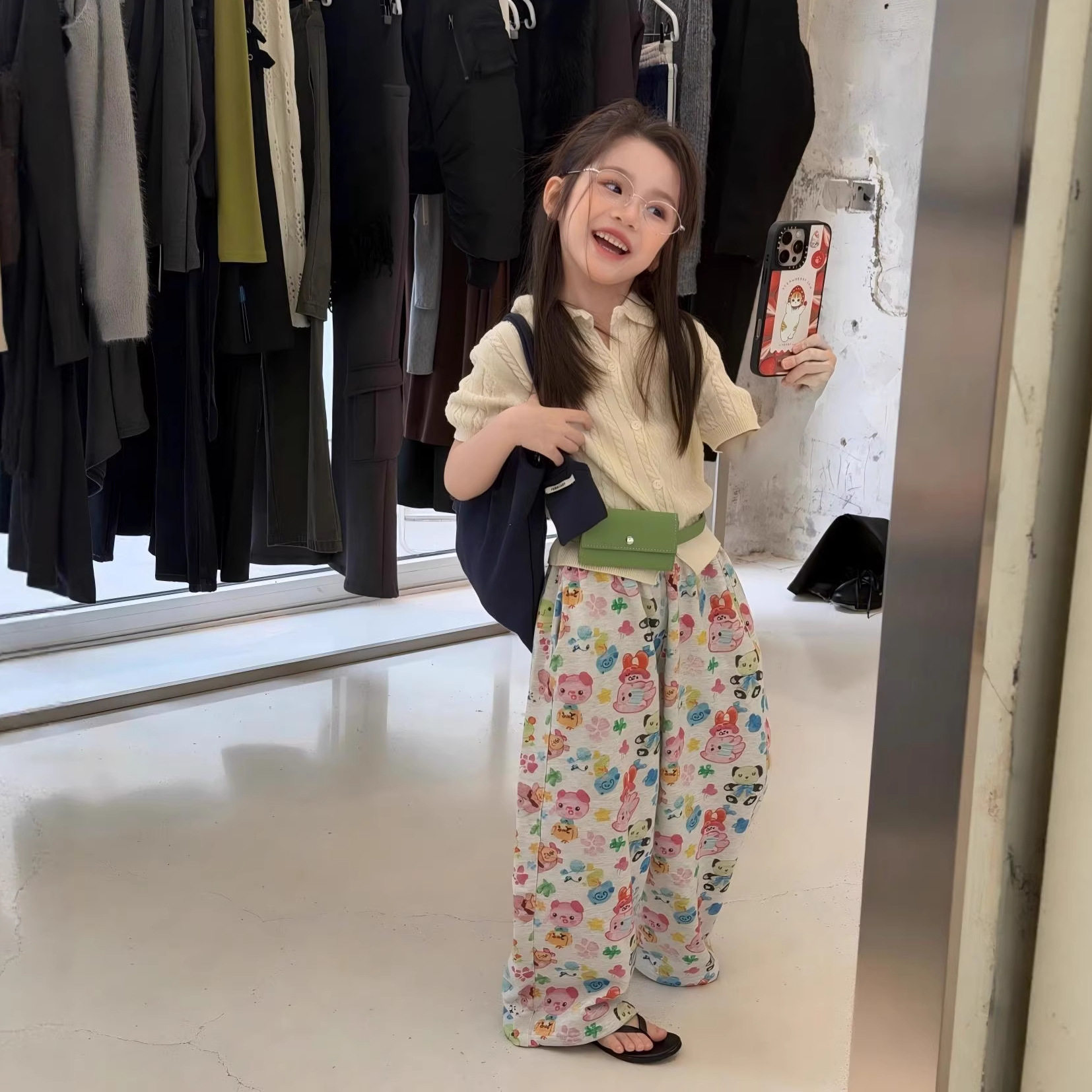 童装26春夏款儿童卡通闲卫裤女童ins风洋气达毛衣搭配阔腿裤