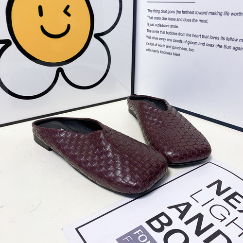 （断码特价-都是高品质）大码女鞋复古编织包头半拖鞋女夏款外穿