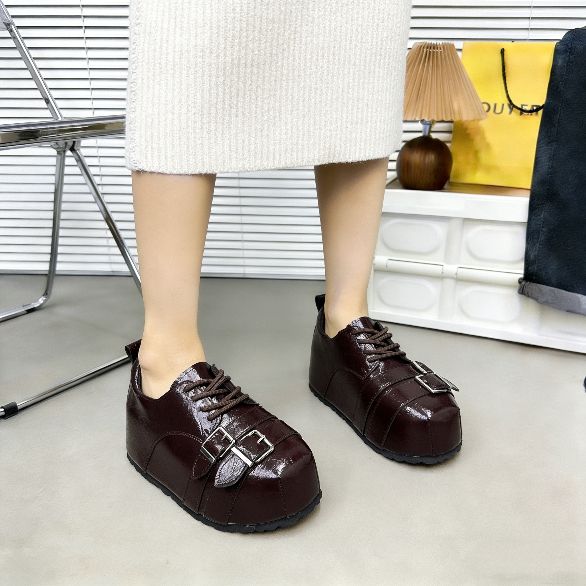 复古真皮大头面包鞋女厚底松糕丑萌勃肯鞋小个子内增高休闲乐福鞋,女鞋,时装靴,淘宝优惠券,粉丝福利购,淘宝优惠卷