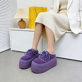 真皮牛皮反毛皮厚底松糕勃肯鞋小个子增高8cm包头半拖鞋女鞋托鞋