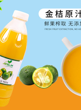 100%金桔汁】鲜榨水果汁冷冻980g柳橙原汁果浆非浓缩奶茶店专商用