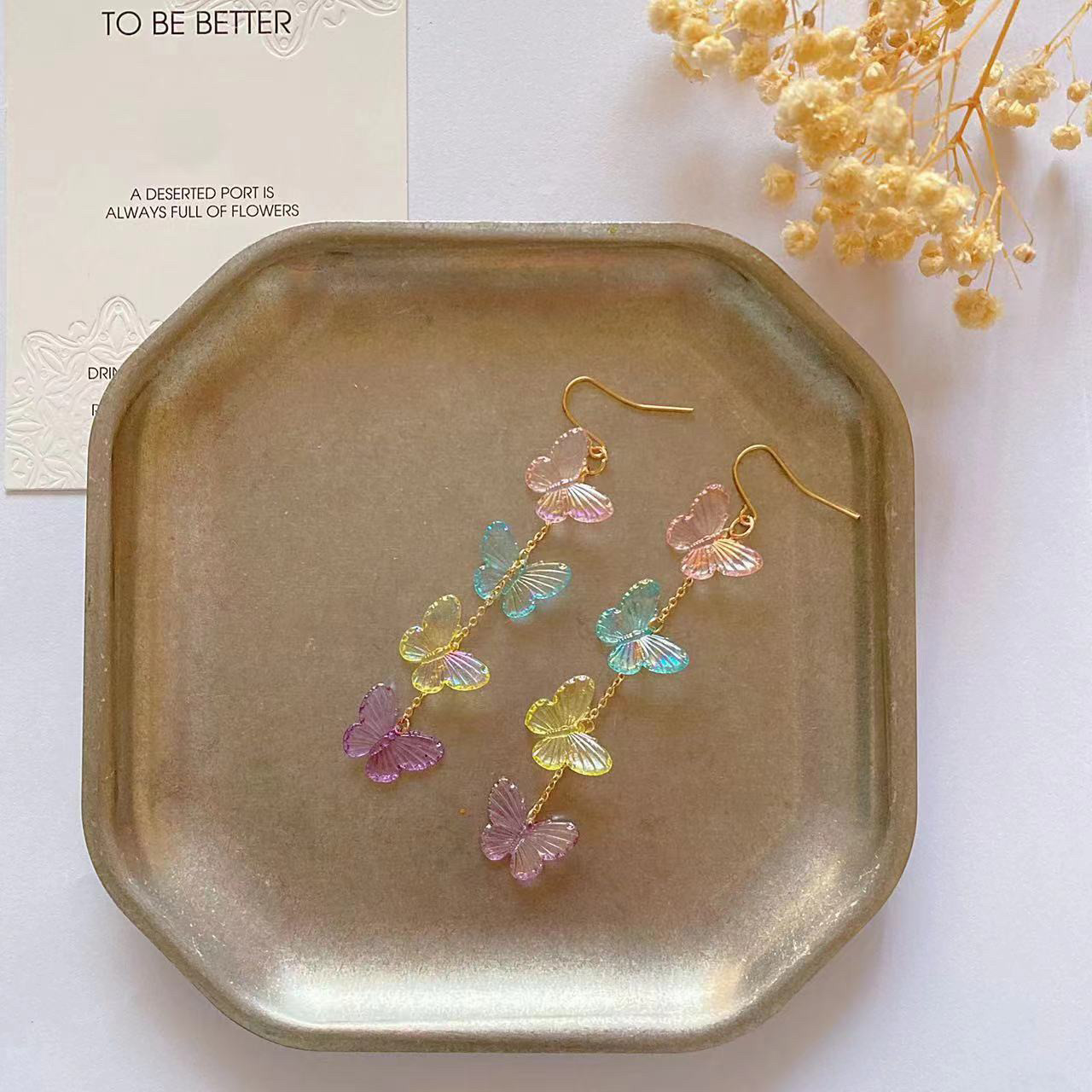 蝶舞 原创设计流苏耳环中长款百搭显瘦糖果色耳钉超仙女生耳饰