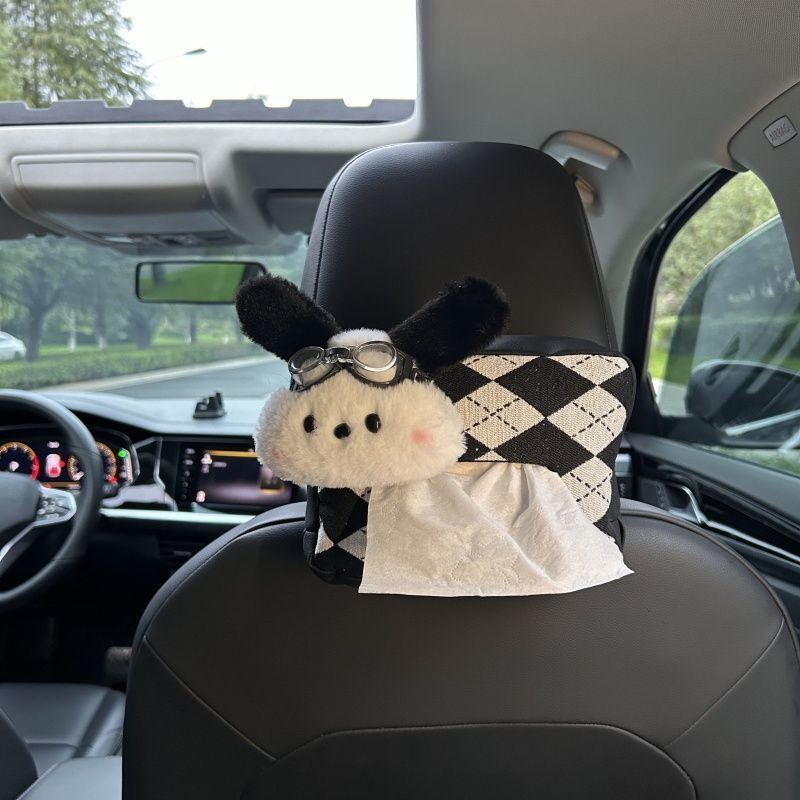 车载纸巾盒挂式女可爱帕恰狗创意车用垃圾桶抽纸盒二合一车内挂袋