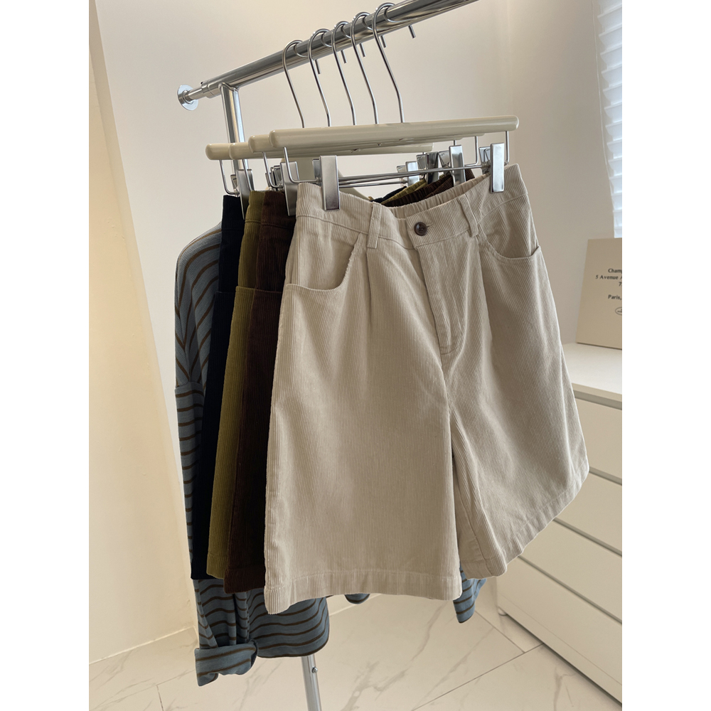 日系复古灯芯绒五分裤