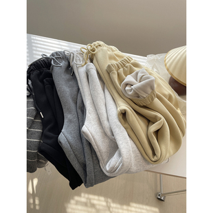 一条过冬~加厚羊羔绒束脚休闲卫裤女！24冬季高腰保暖收口运动裤