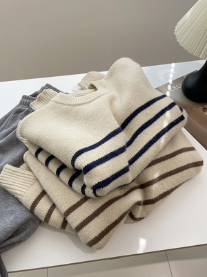 韩系简约条纹毛衣针织衫