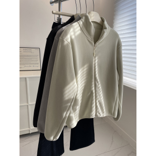 卫衣 25秋冬加厚显瘦休闲拉链衫 锁温保暖 双面奥粒绒立领外套女