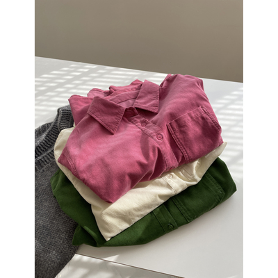 复古显白灯芯绒衬衫长袖休闲衬衣