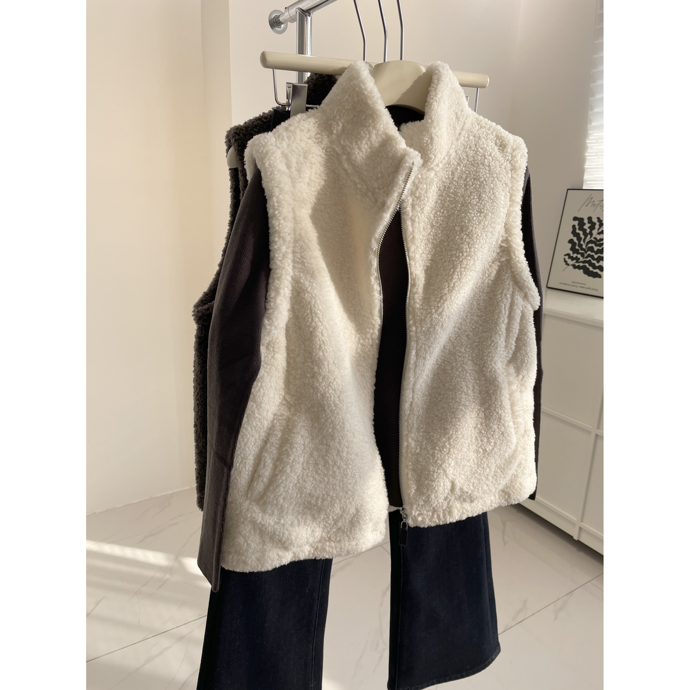 韩系立领仿羊羔毛马甲女！秋冬简约百搭加厚保暖外穿毛毛马夹背心,女装/女士精品,马夹,淘宝优惠券,粉丝福利购,淘宝优惠卷