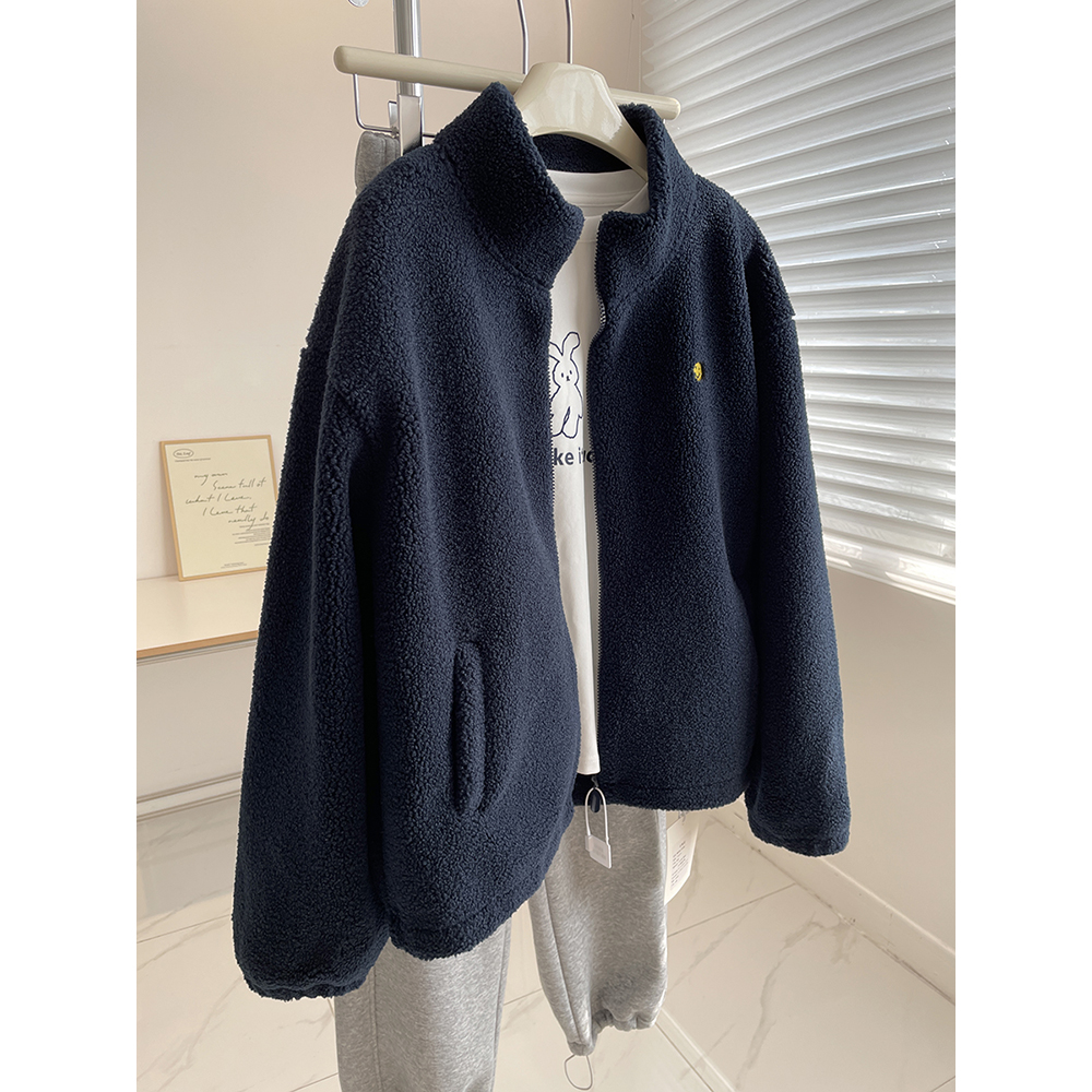 暖暖的~立领仿羊羔毛外套