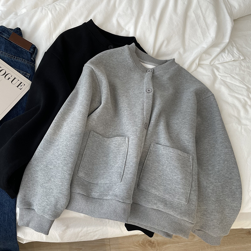 秋冬加厚加绒棒球服外套卫衣