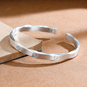 银手镯种地吧少年十个勤天S999足银镯子同款 实心开口刻字来图定制