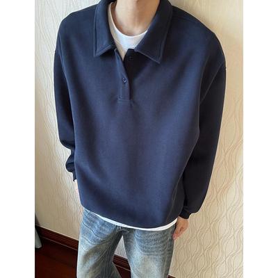 藏青色boy翻领卫衣男款秋