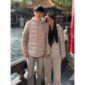 灰色轻薄排骨羽绒服男女款 冬季 韩系氛围感情侣棉衣防寒保暖厚外套