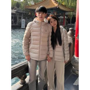 灰色轻薄排骨羽绒服男女款冬季韩系氛围感情侣棉衣防寒保暖厚外套