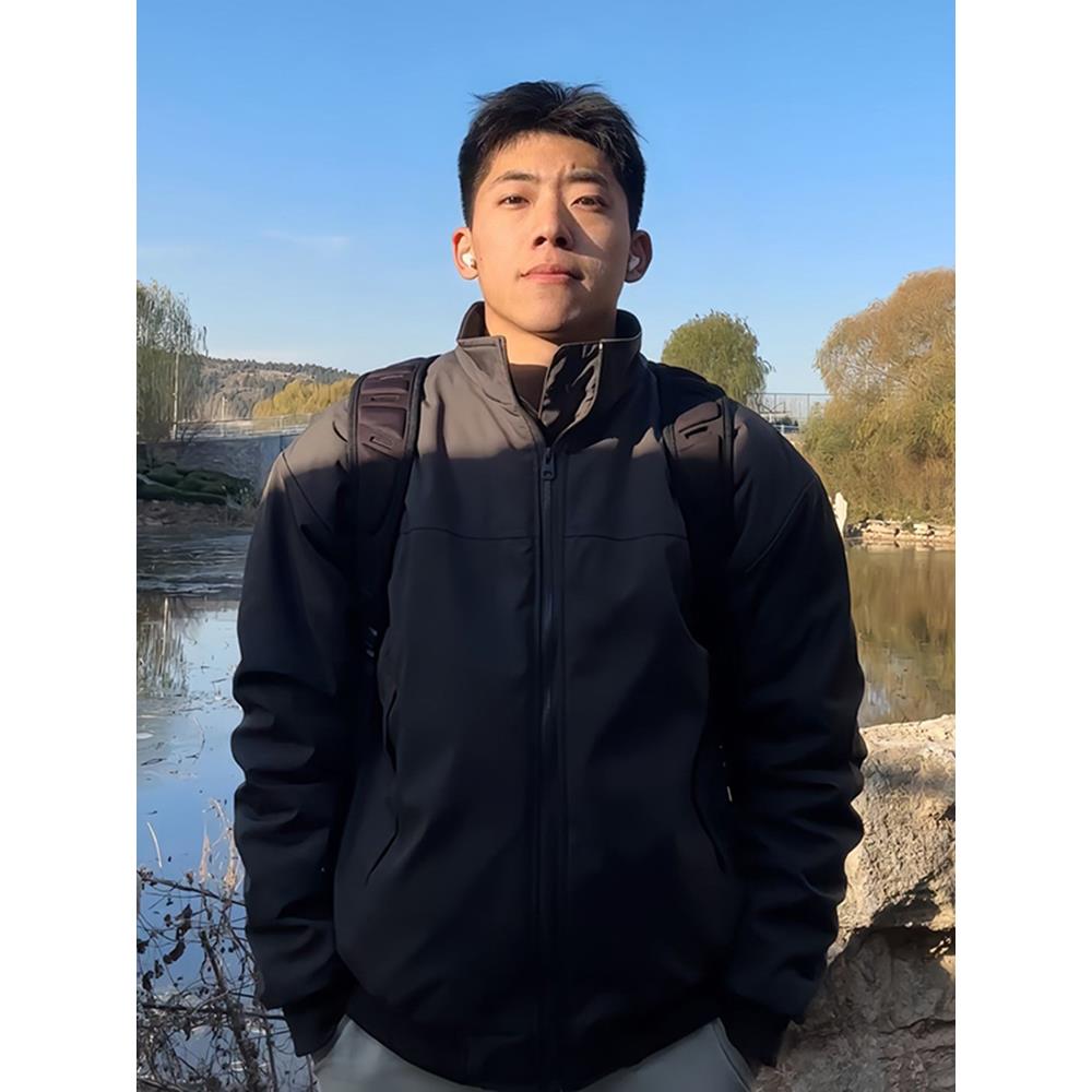灰色立领短款cleanfit外套男春秋美式飞行员教练夹克潮牌棒球棉服